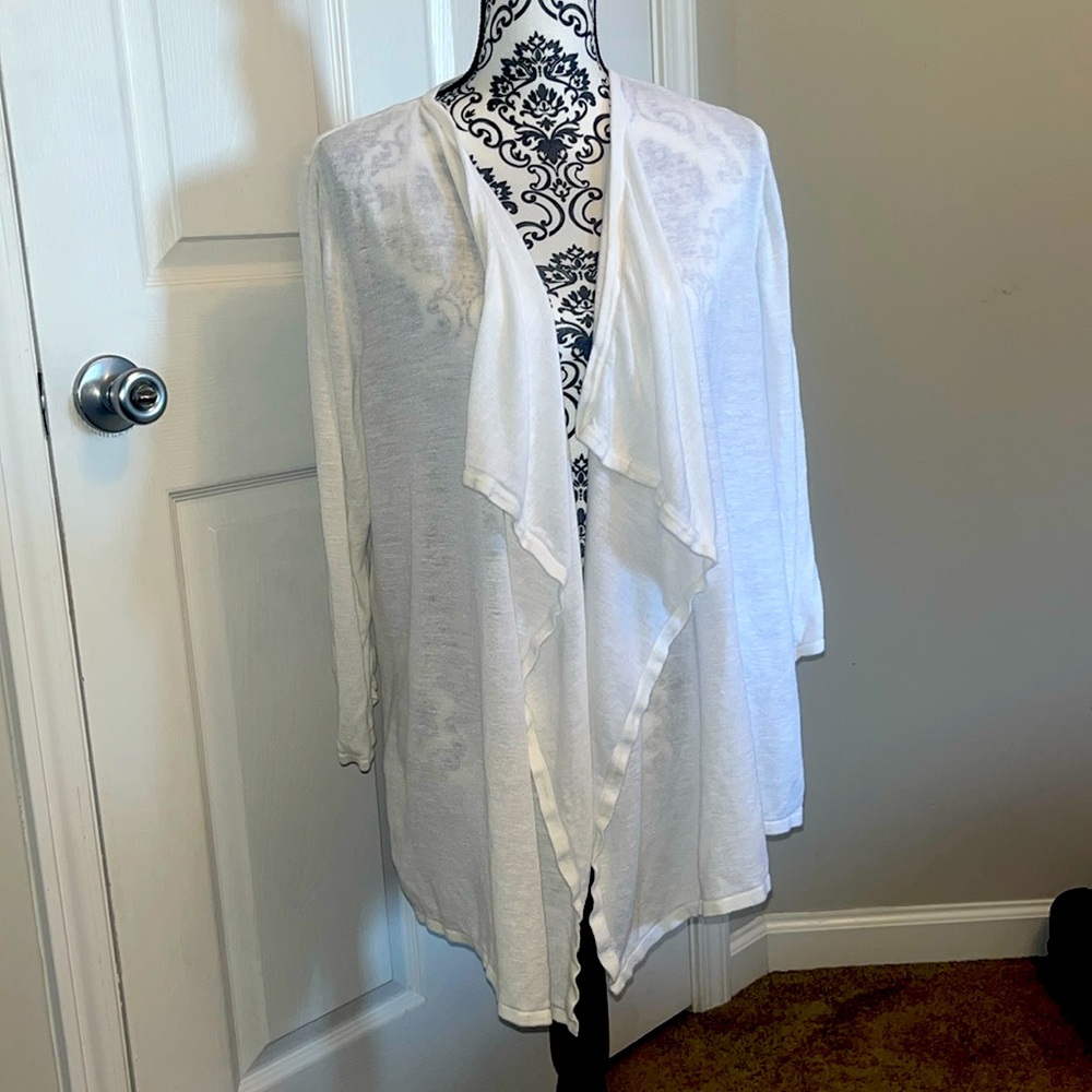 Jones Studio 3/4 Sleeve Cardigan, White, L